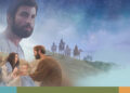 Imágenes del video “Las buenas noticias según Jesús”. 1. Jesús de adulto. 2. Un grupo de ángeles. 3. Un ángel hablando con unos pastores. 4. José y María con Jesús de bebé. 5. Cuatro astrólogos montando en camellos.